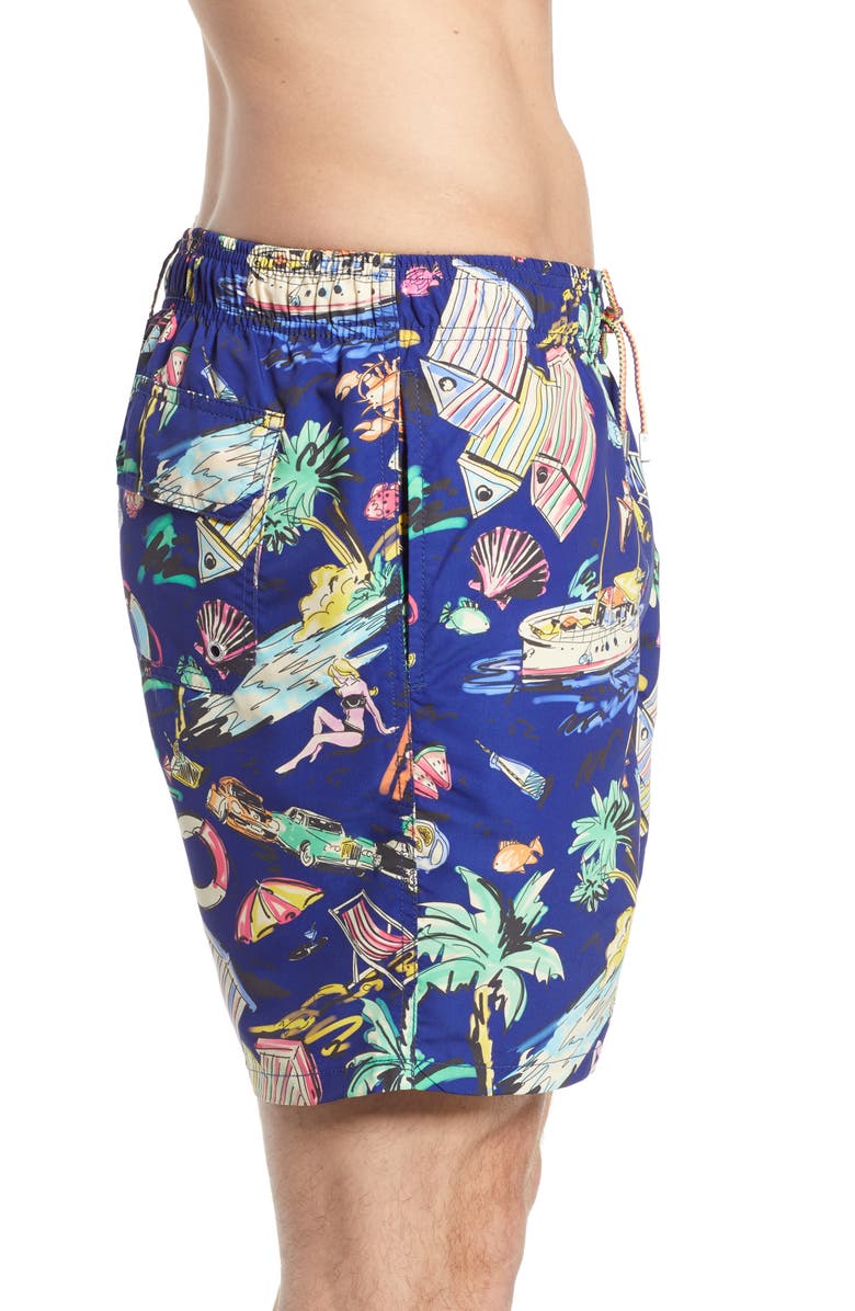 Bugatchi Print Swim Trunks, Alternate, color,