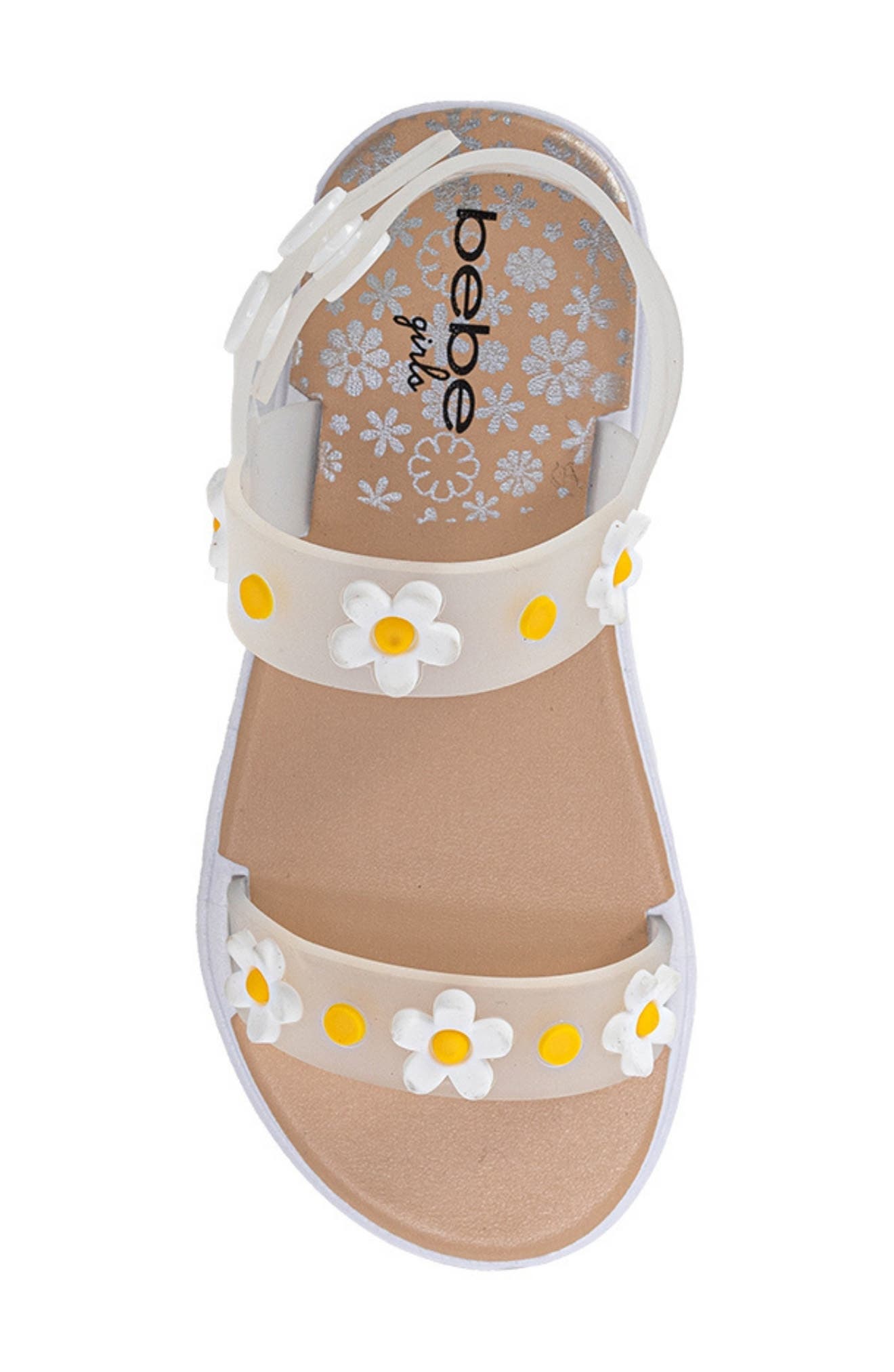 bebe Zella 3D Flower Sandal, Alternate, color, Clear