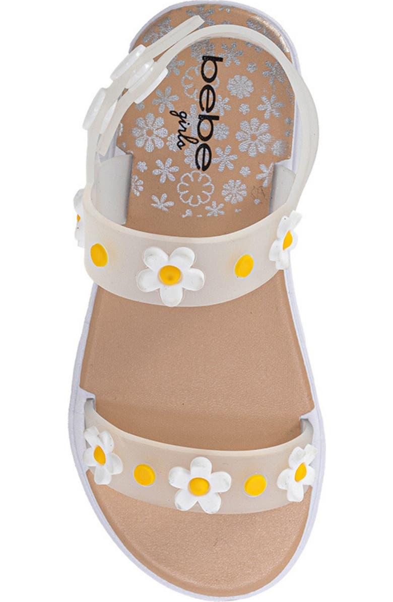 bebe Zella 3D Flower Sandal, Alternate, color, Clear