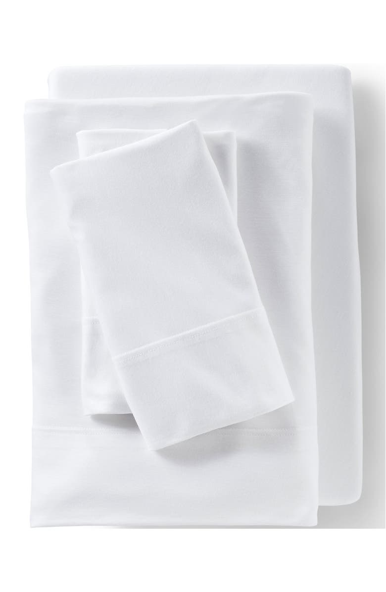 Lands' End Lightweight Stretch Modal Jersey Heathered Bed Sheet Set, Main, color, White