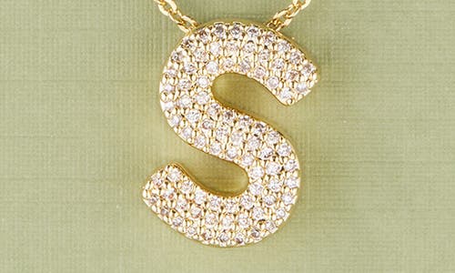 Leith Pavé Cubic Zirconia Initial Pendant Necklace In Gold