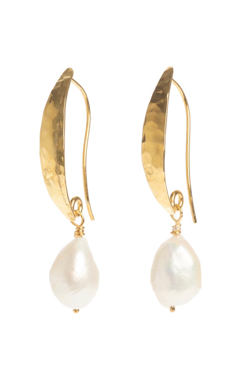 Freya Rose Hammered Gold Baroque Pearl Earrings, Main, color, Gold