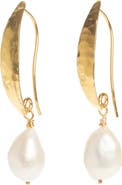 Freya Rose Hammered Gold Baroque Pearl Earrings