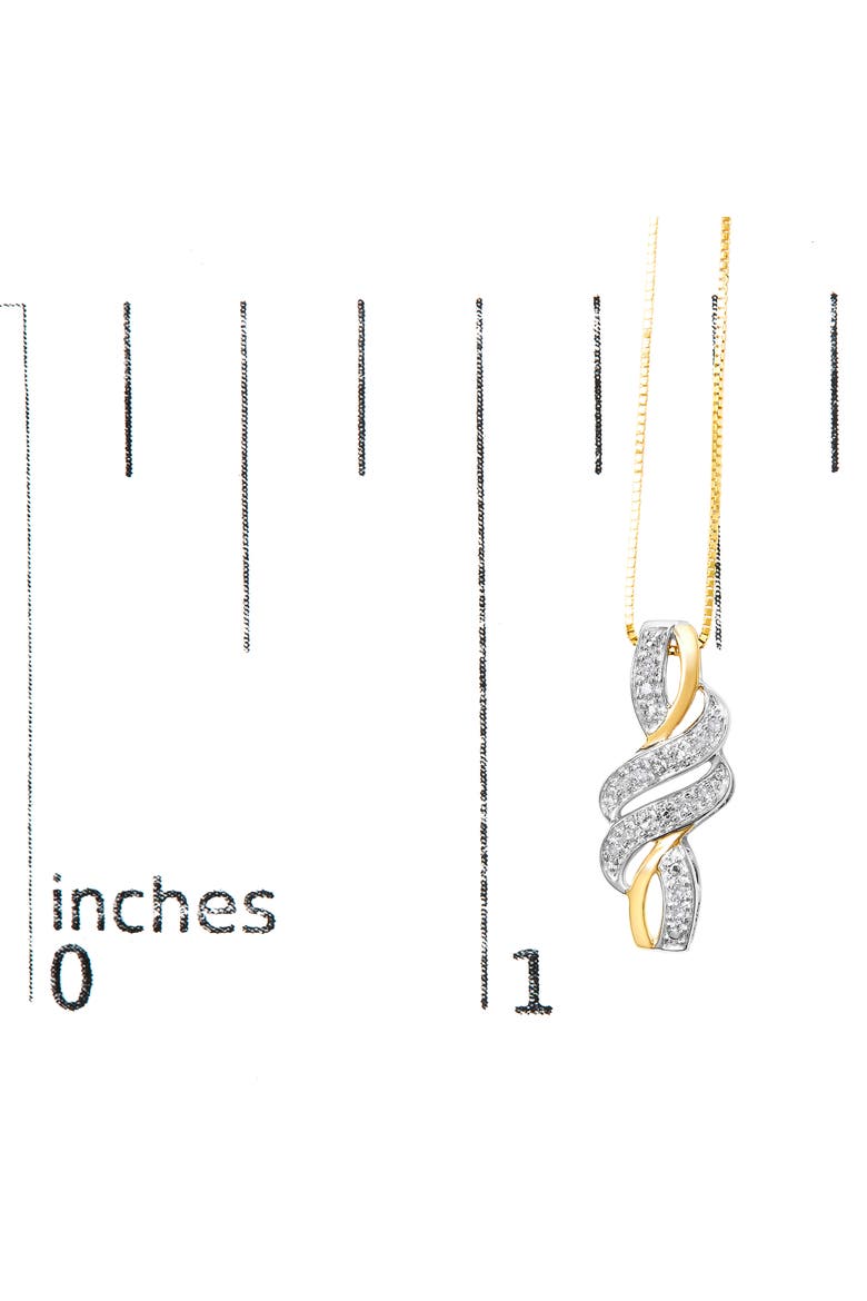 10K Yellow Gold Plated Silver 1/20 cttw Round Cut Diamond Swirl Pendant Necklace, Alternate, color, Yellow