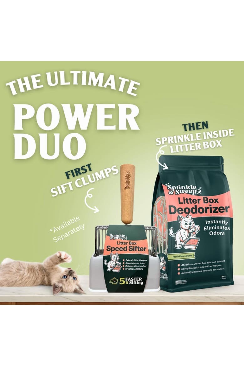 Litter Box Deodorizer Duo, 8oz Bag and Speed Sifter, Alternate, color, Green