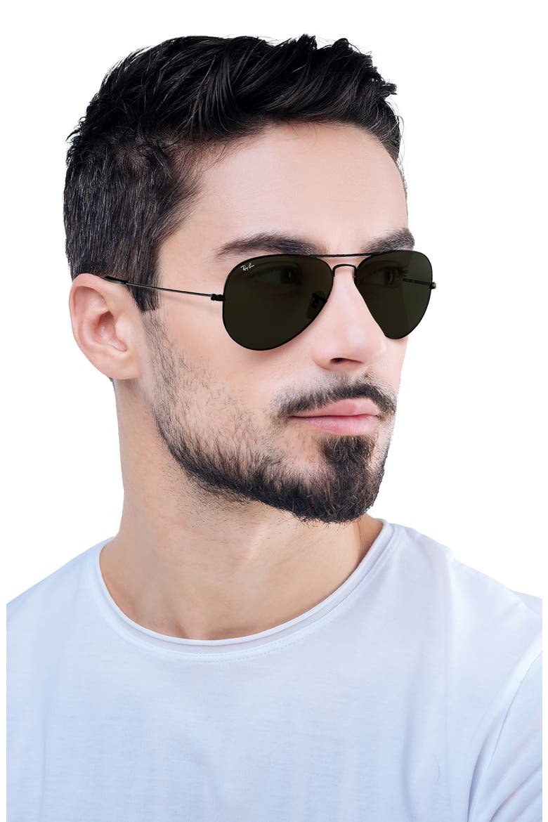 58mm Aviator Sunglasses, Alternate, color, BLACK