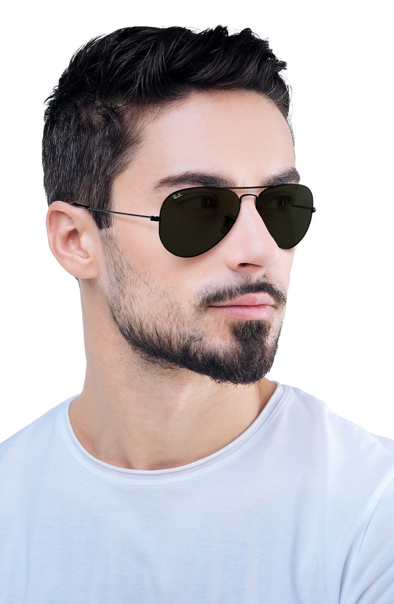 Ray-Ban 58mm Aviator Sunglasses, Alternate, color, Black