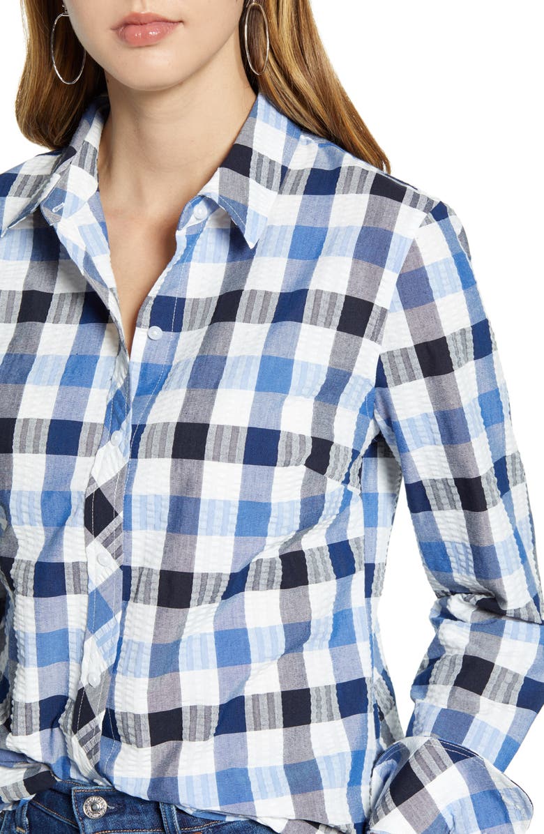 1901 Check Seersucker Button Up Shirt, Alternate, color,