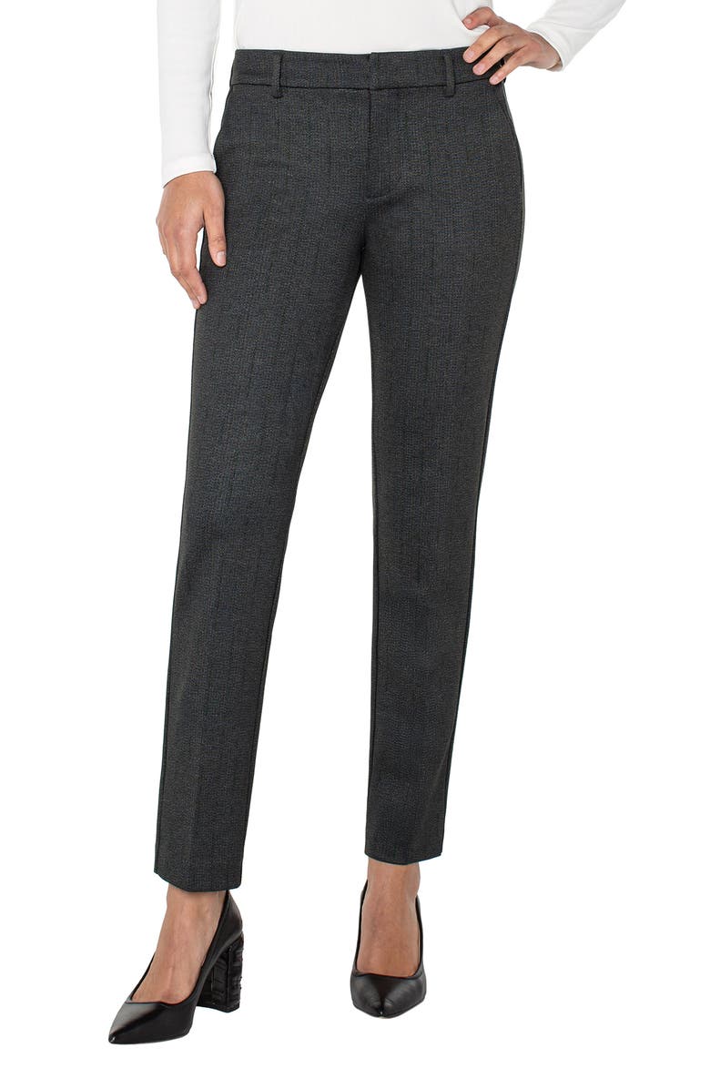 Liverpool Los Angeles Kelsey Herringbone Tapered Pants, Main, color, Smokey Charcoal Herringbone