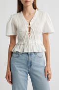 Rails Portia Smocked Ruffle Cotton Blend Crop Top