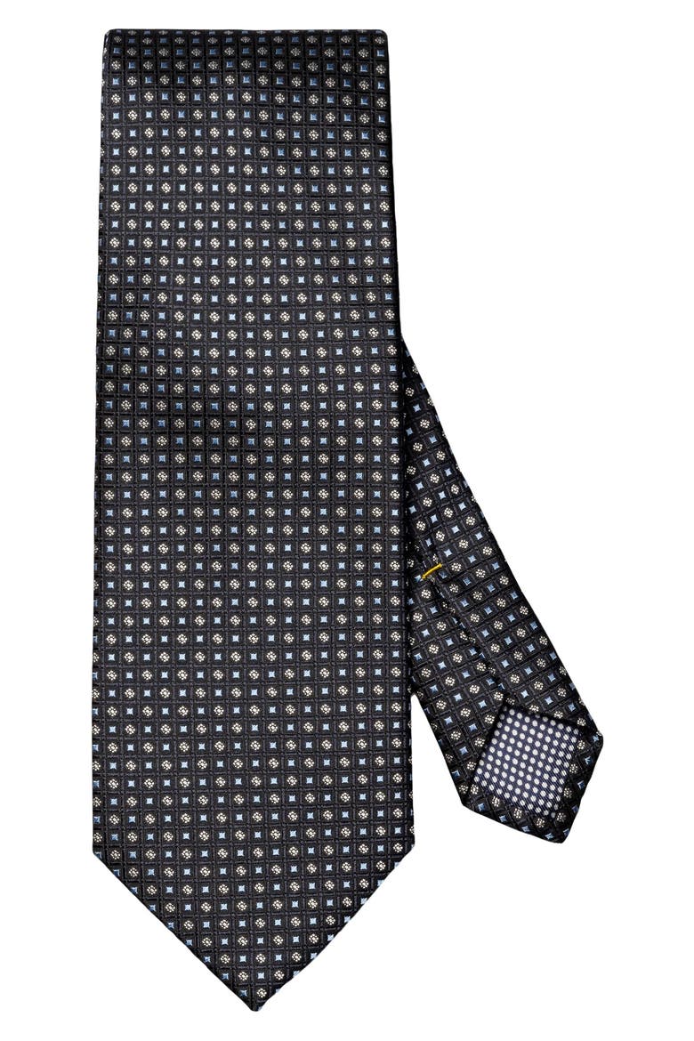 Micro Geometric Silk Tie, Main, color, DARK GREEN