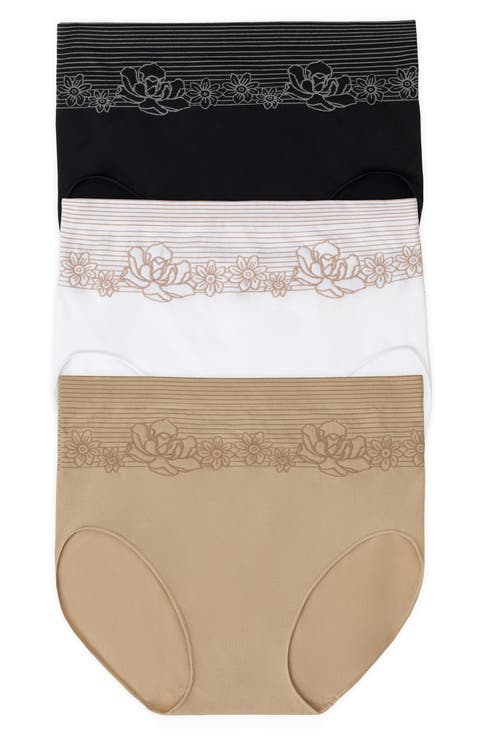3-Pack Floral Stripe Assorted High Leg Seamless Briefs