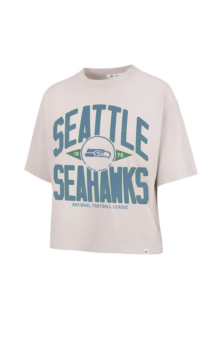 '47 Women's '47 Natural Seattle Seahawks Cropped Windthrow Ravine T-Shirt, Alternate, color,
