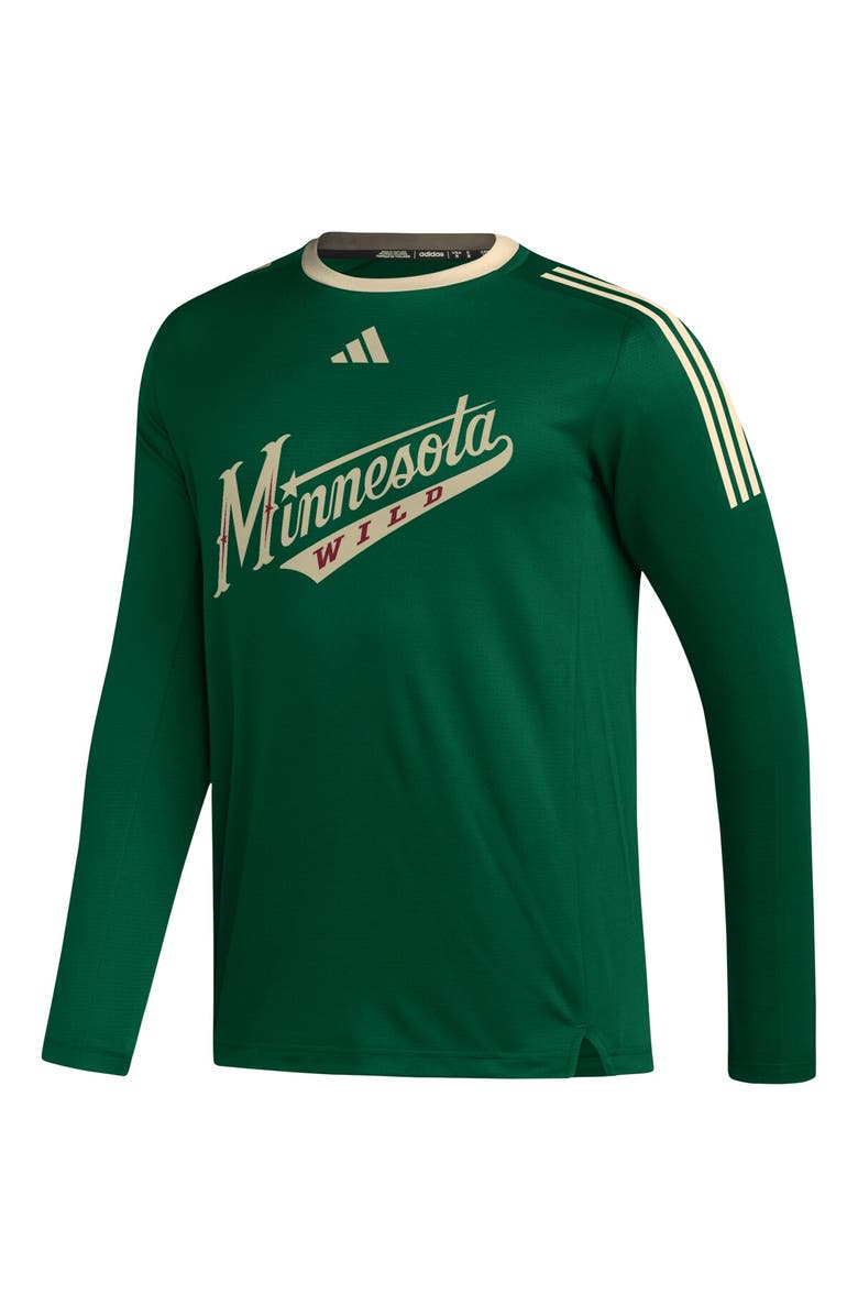 adidas Men's adidas Green Minnesota Wild AEROREADY<sup>®</sup> Long Sleeve T-Shirt, Alternate, color, 