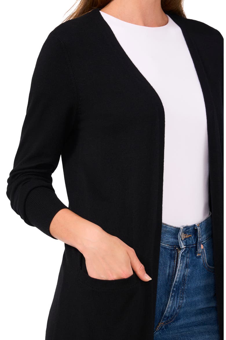 Open Front Longline Cardigan, Alternate, color, RICH BLACK