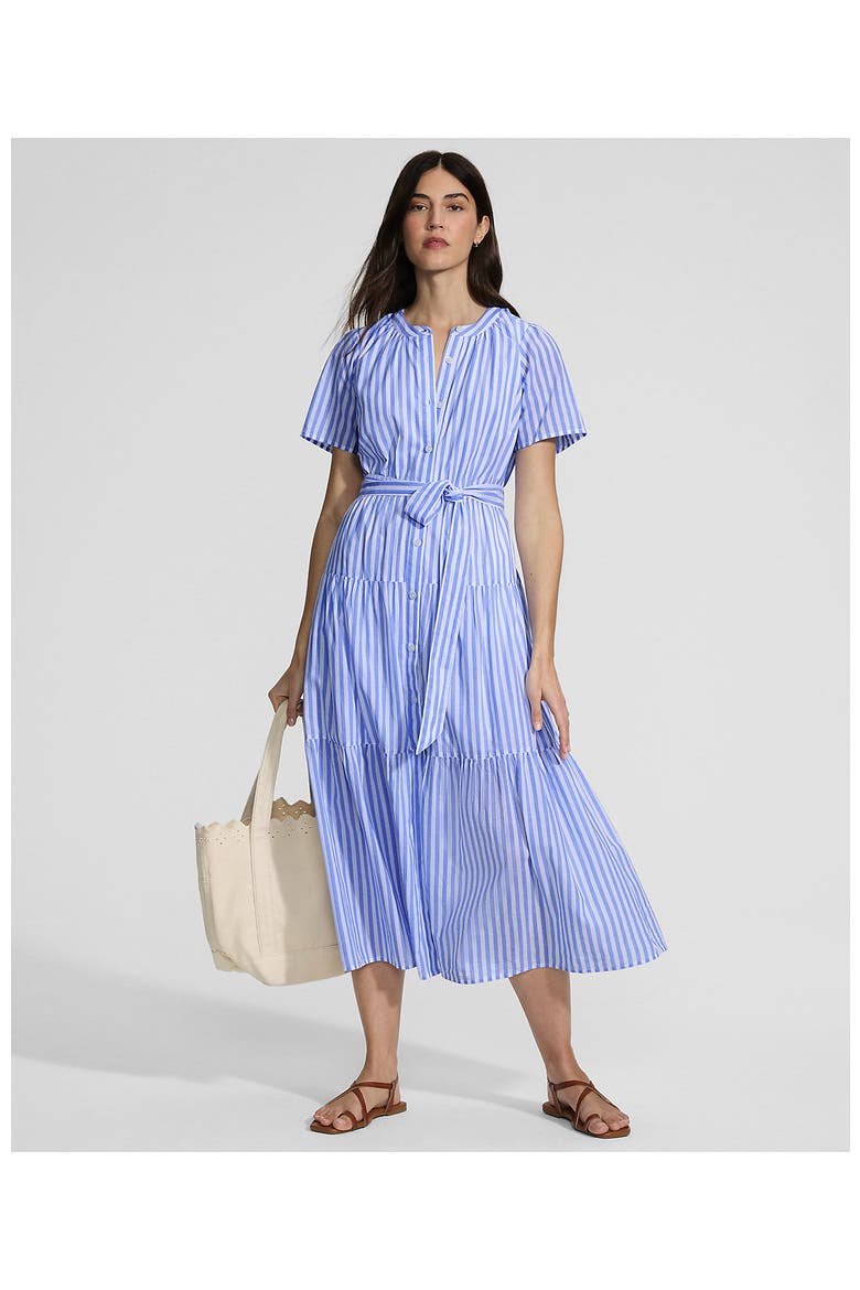 Cotton Voile Button Front Maxi Dress, Alternate, color, Clear Blue Refined Stripe
