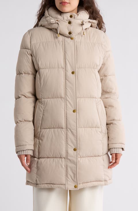 Hooded Ribbed Trim Puffer Jacket