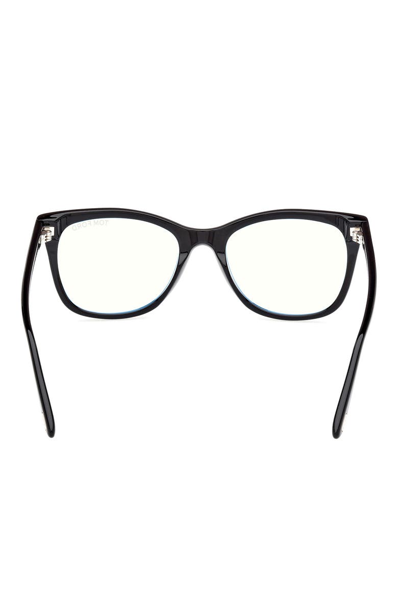 52mm Square Blue Light Blocking Glasses, Alternate, color, BLACK ECO / T LOGO