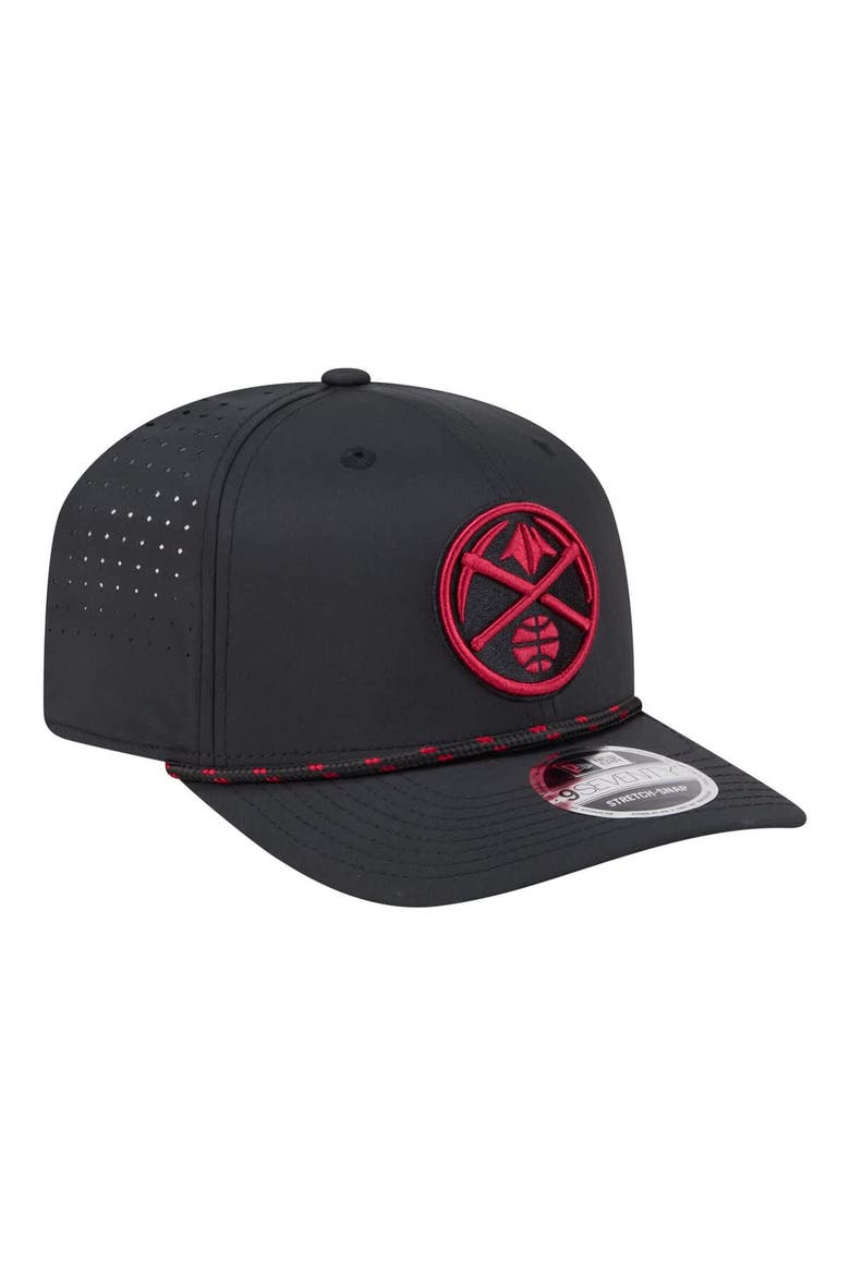 Men's New Era Black Denver Nuggets Sport Rope Vented Stretch-Snap 9SEVENTY Hat, Alternate, color, Black