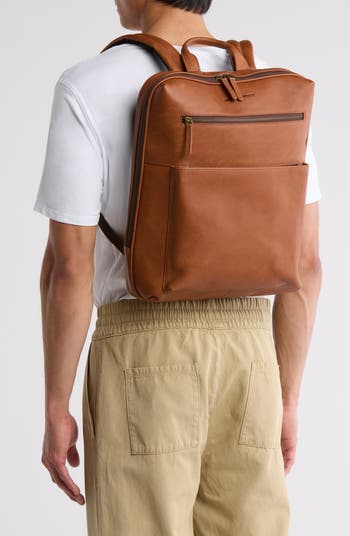 Pebbled Leather Slim Commuter Backpack