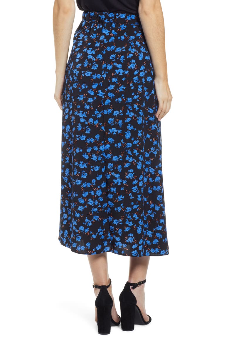 Prima Floral Print Midi Skirt, Alternate, color, BLUE MULTI FLORAL