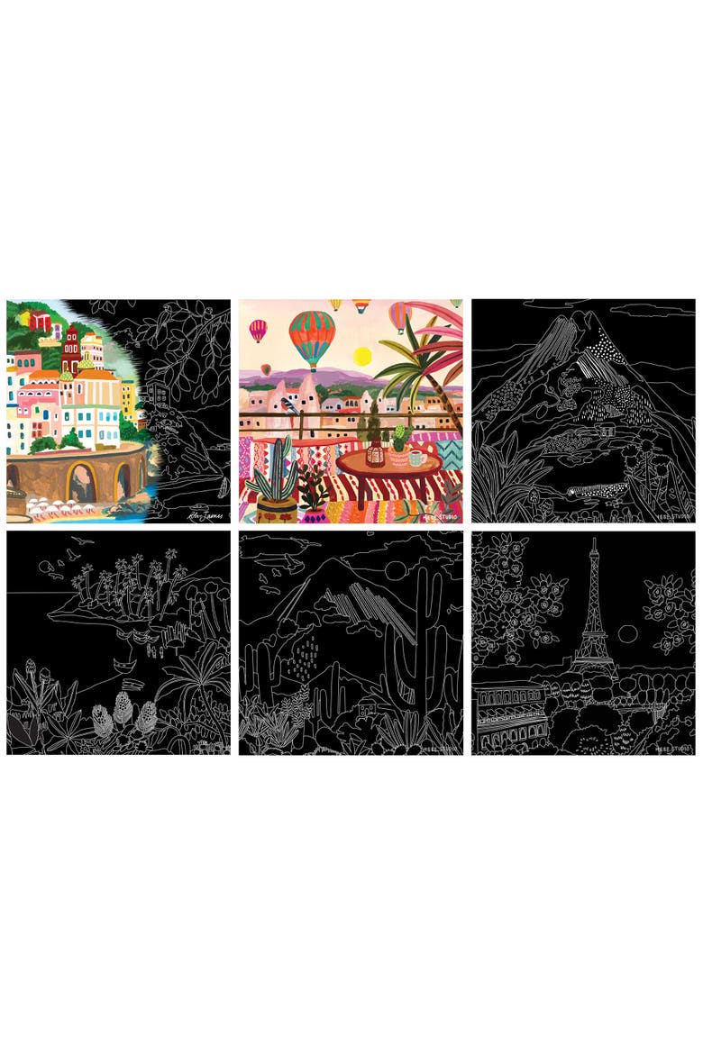Scratch Art Paper Pad, Joyful Landscapes, Alternate, color, Multicolored