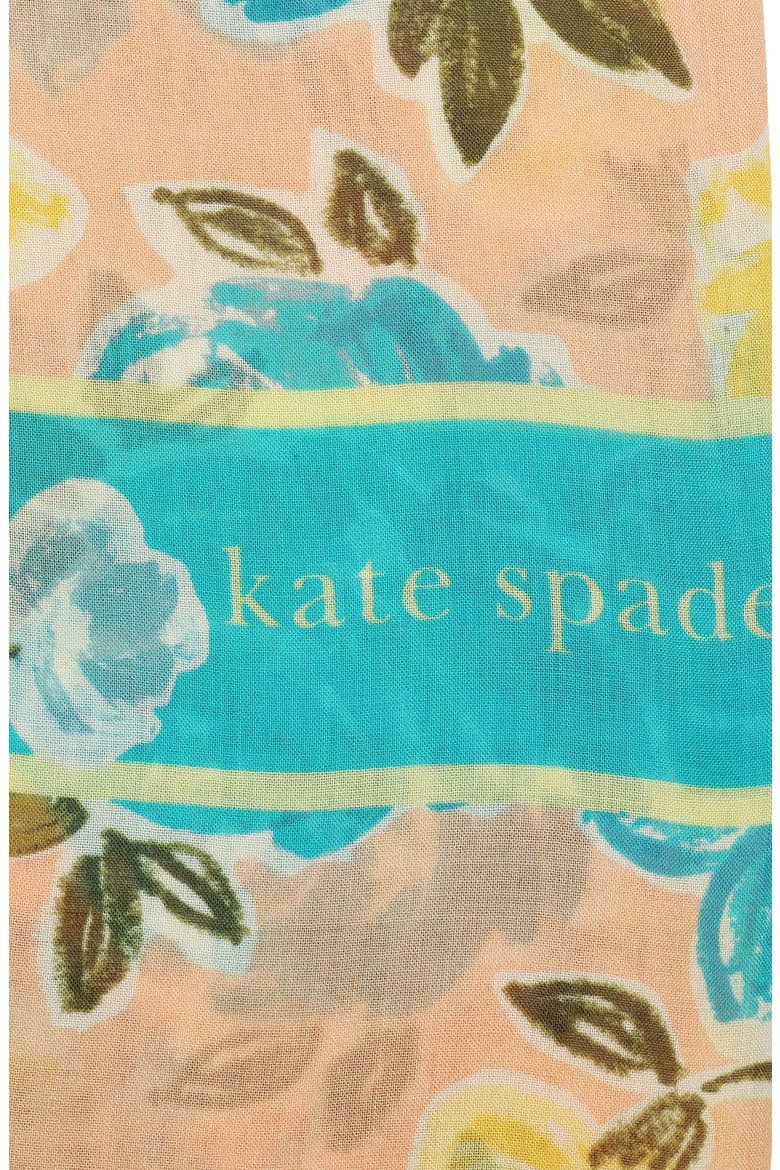 spring roses oblong cotton & silk blend scarf, Alternate, color, CORAL MULTI