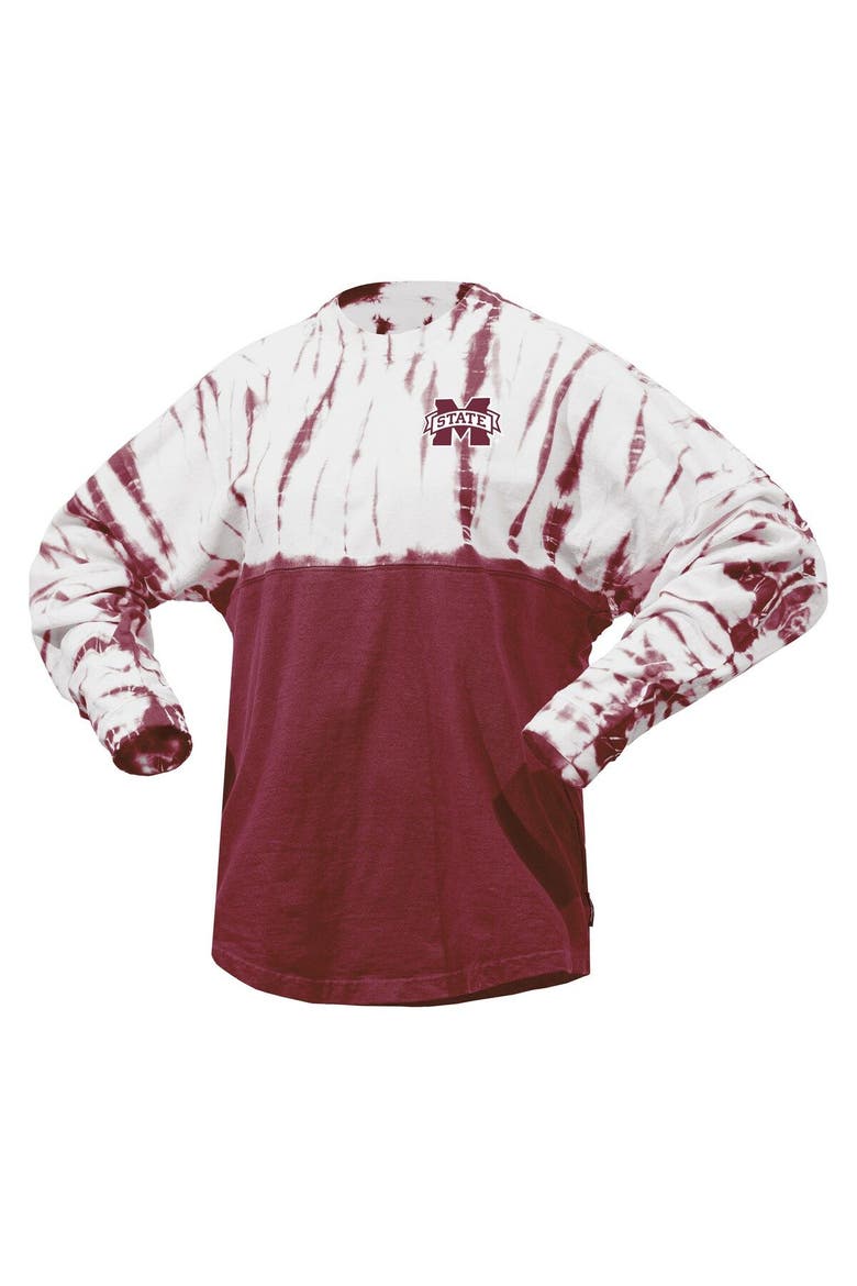 Women's Maroon Mississippi State Bulldogs Tie-Dye Long Sleeve Jersey T-Shirt, Alternate, color, Maroon