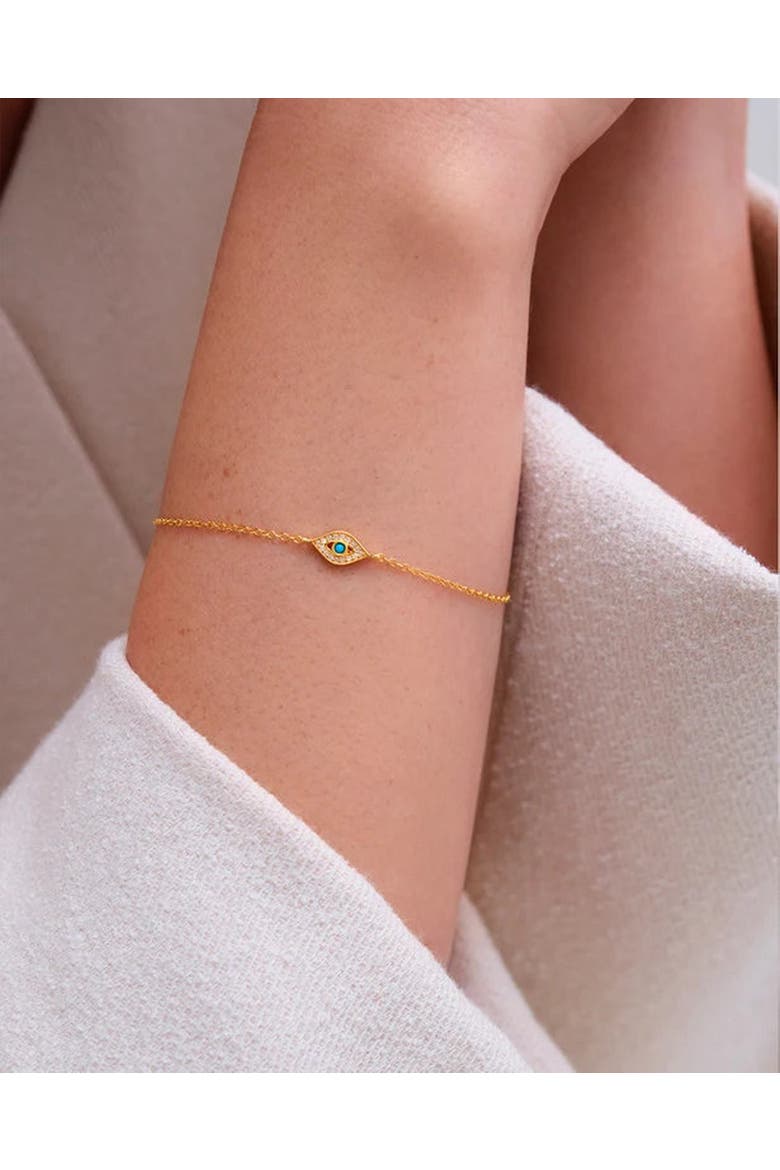 Gold Biography Evil Eye Chain Bracelet, Alternate, color, Evil Eye