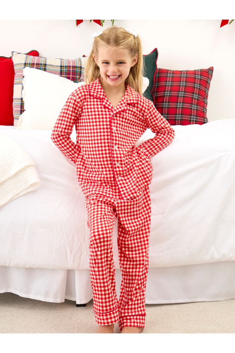 SoftSnooze Button Up Pajama Set, Alternate, color, Red & White Gingham