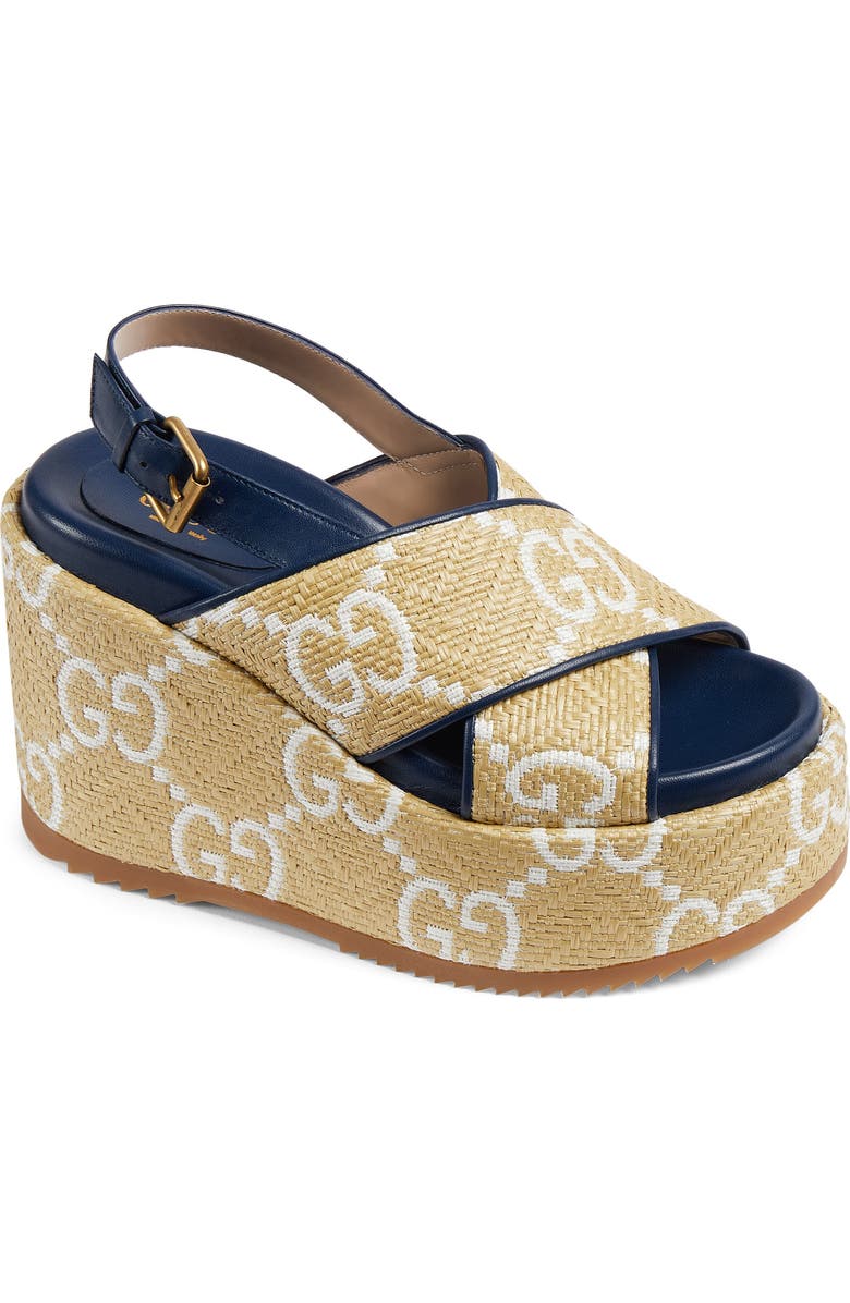 Gucci Angelina GG Logo Platform Wedge Sandal, Main, color,