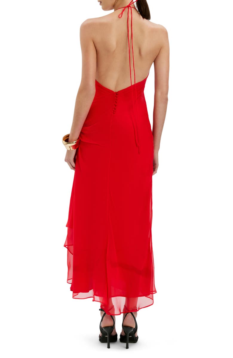 Bardot Cyrel Cutout Halter Maxi Dress, Alternate, color, Fire Red