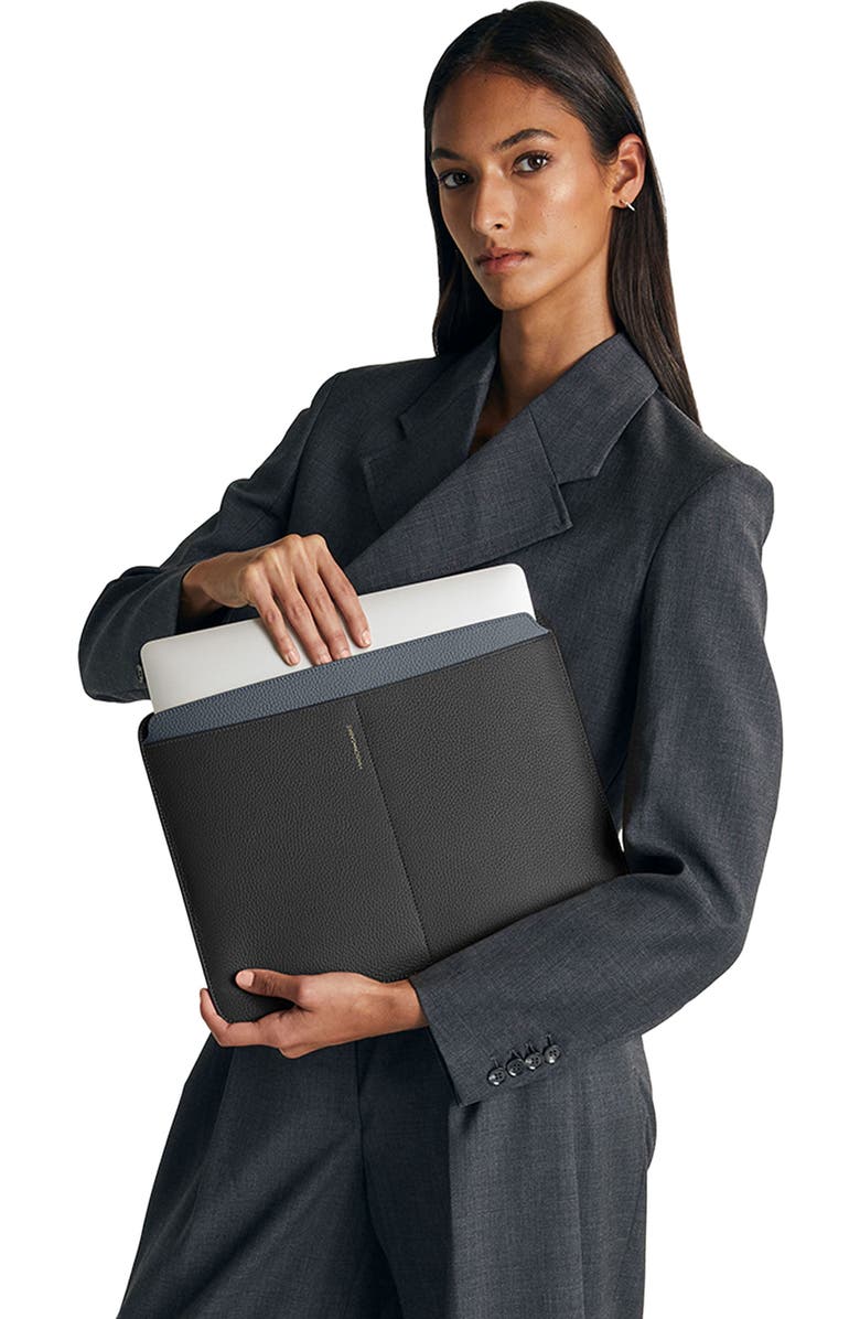 MAISON de SABRÉ Leather Laptop Sleeve, Main, color, Black Caviar