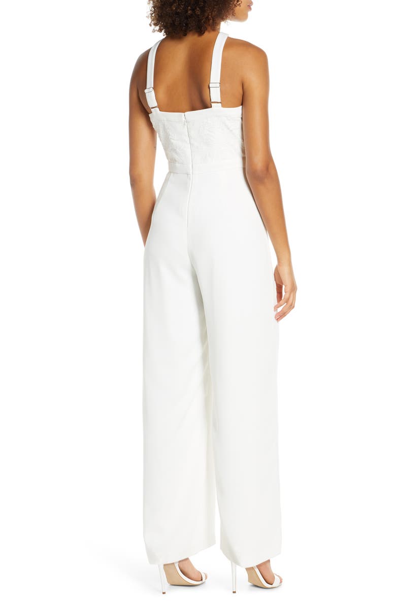 Ever New Ally Embroidered Halter Jumpsuit, Alternate, color,