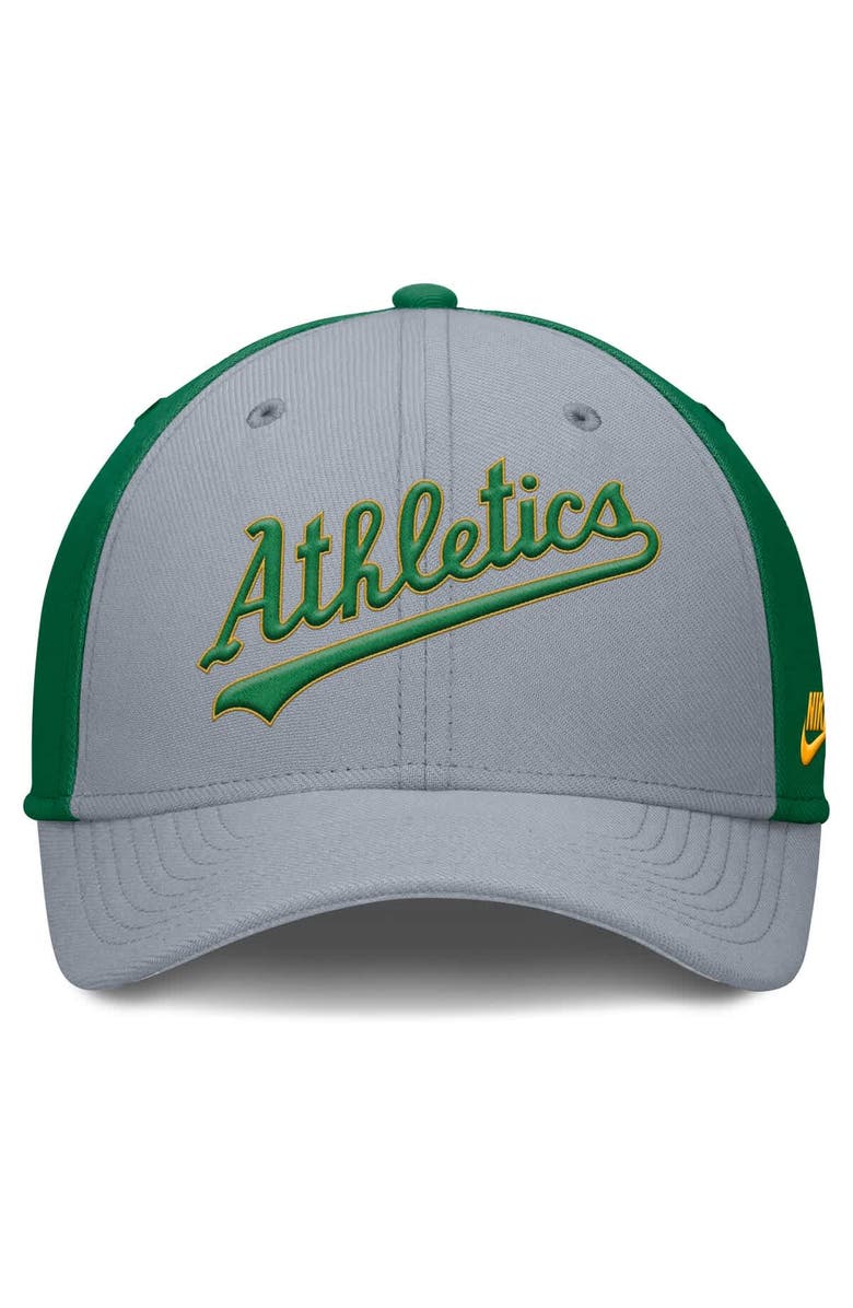 Nike Men's Nike Gray/Green Athletics Rise Swoosh Performance Flex Hat, Alternate, color, Gray