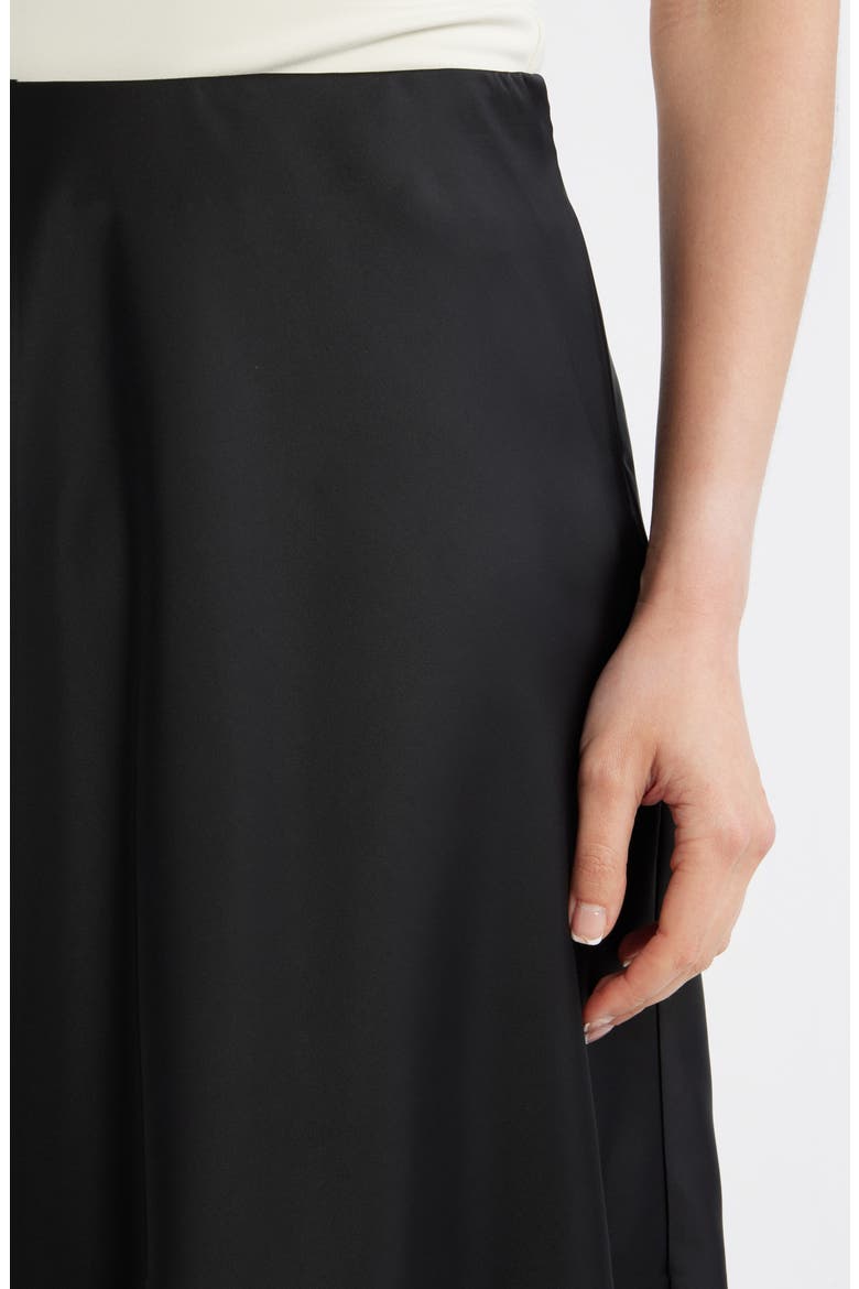 Lace Trim Satin Skirt, Alternate, color, BLACK