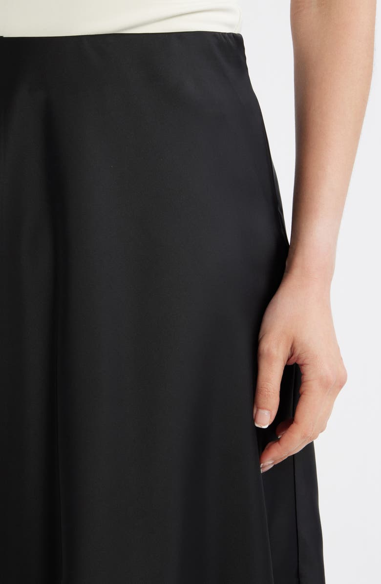 Tahari ASL Lace Trim Satin Skirt, Alternate, color, Black