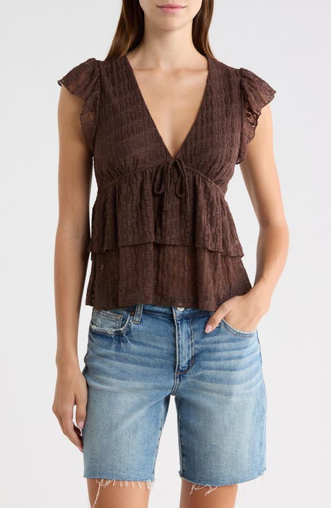 Flutter Sleeve Lace Babydoll Top