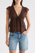 Madden Girl Flutter Sleeve Lace Babydoll Top