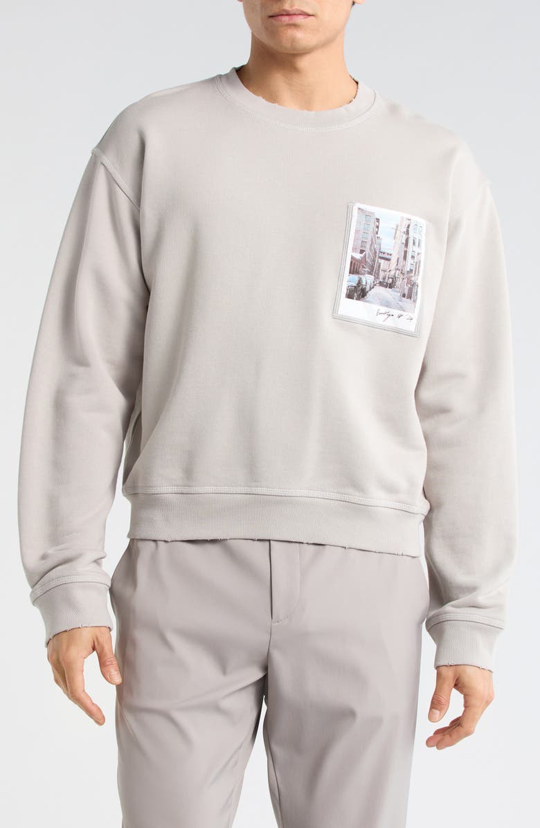 Helmut Lang Postcard Cotton French Terry Sweatshirt, Main, color, Grey