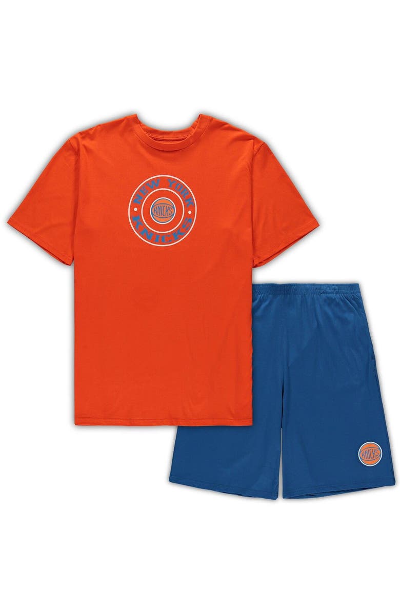 CONCEPTS SPORT Men's Concepts Sport Orange/Blue New York Knicks Big & Tall T-Shirt & Shorts Sleep Set, Main, color, Orange