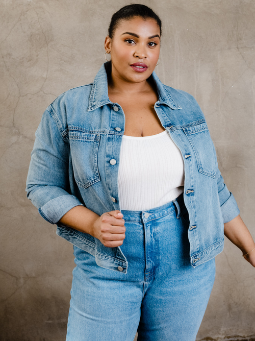 Able Madelin Cropped Jacket In Light Indigo Wash