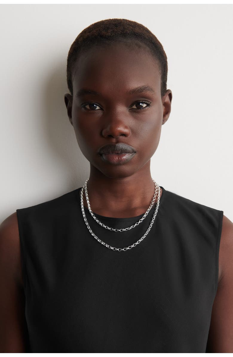 COS Teardrop-link Long Chain Necklace, Alternate, color, Silver