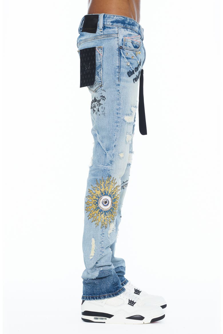 Lenny Graphic Distressed Bootcut Jeans, Alternate, color, CURE