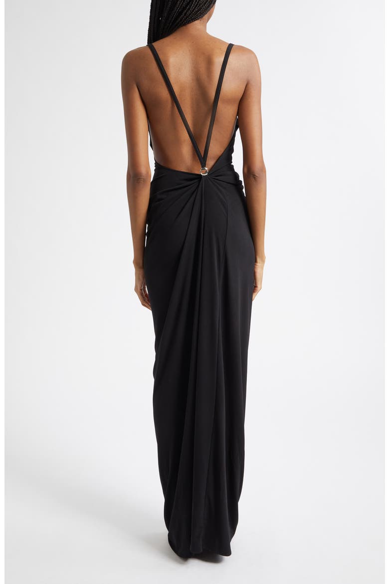 Logo Clasp Ruched Jersey Dress, Alternate, color, BLACK