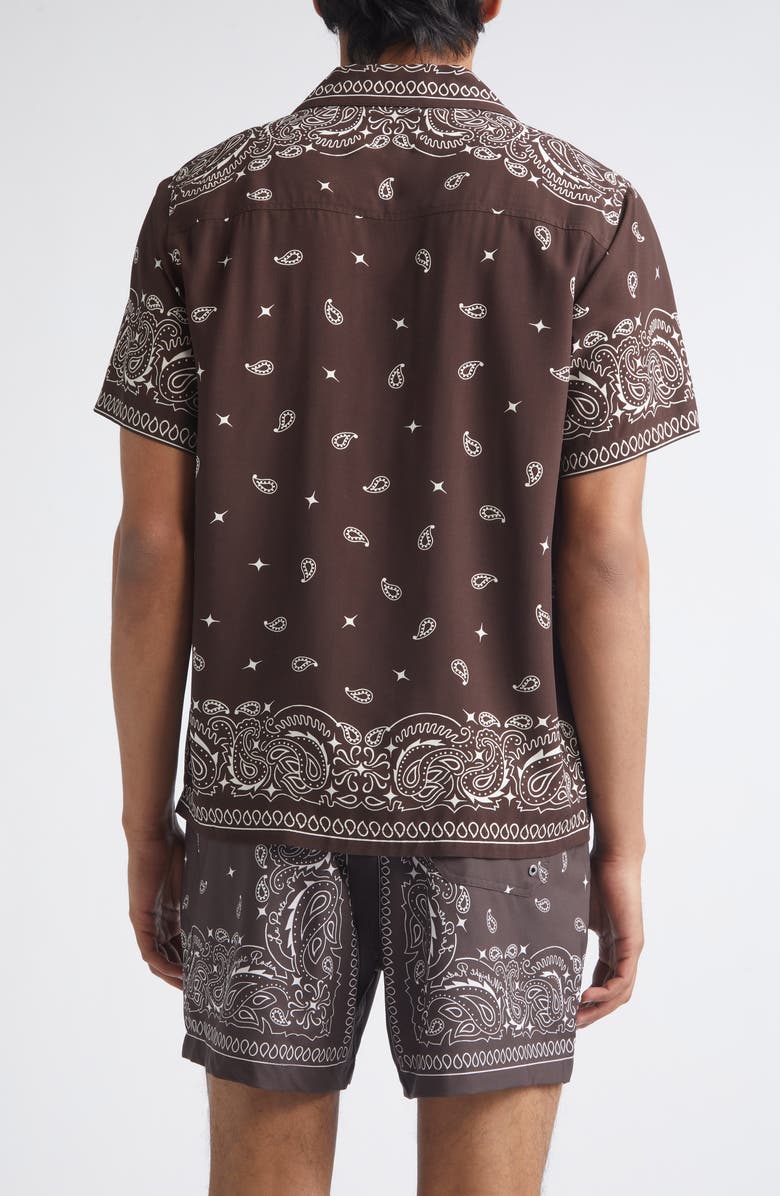 MIDNIGHT RODEO x La Porte Bandana Print Camp Shirt, Alternate, color, Brown Bandana Print