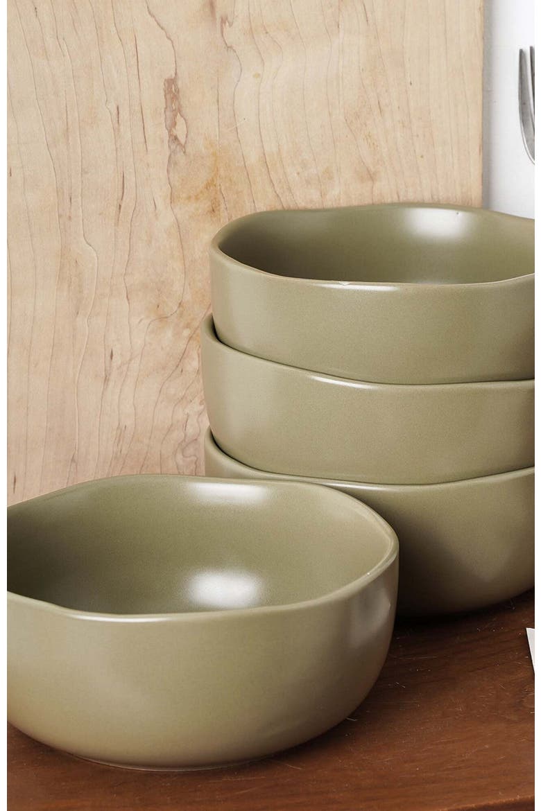 Tom Stoneware 4-Piece Bowl Set, Alternate, color, Olive