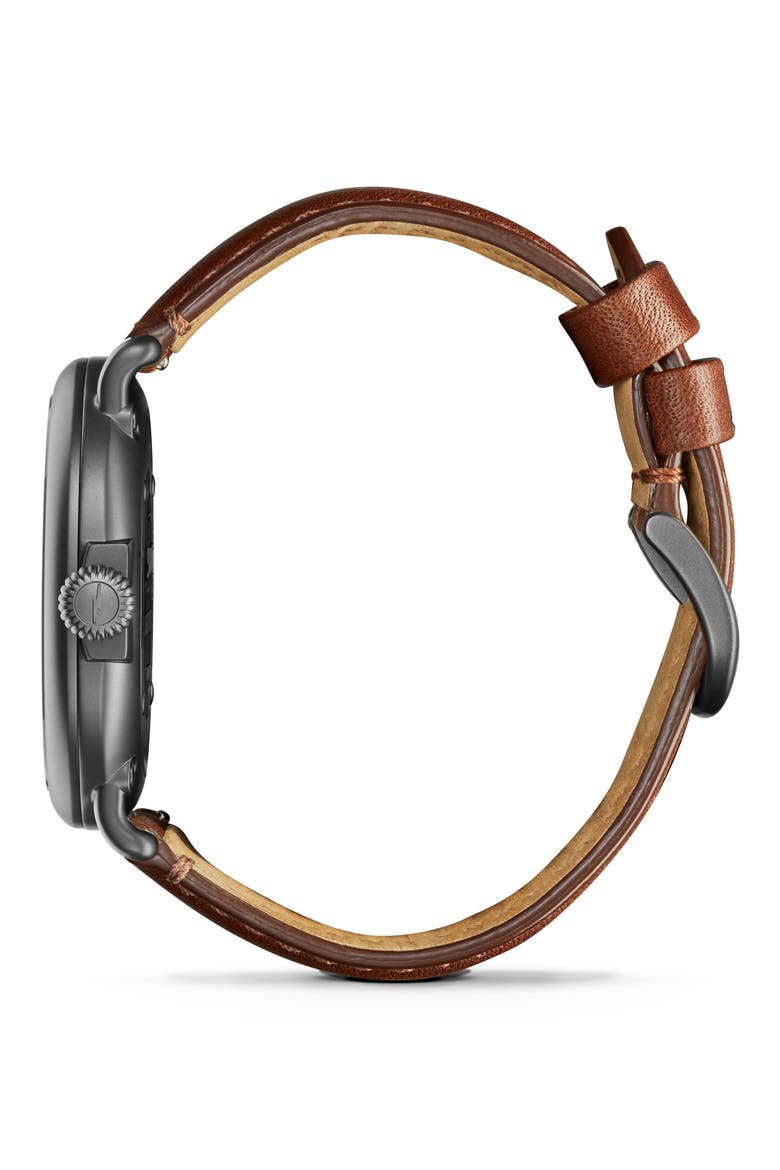 Runwell Leather Strap Watch, 47mm, Alternate, color, BROWN OAK CAMO