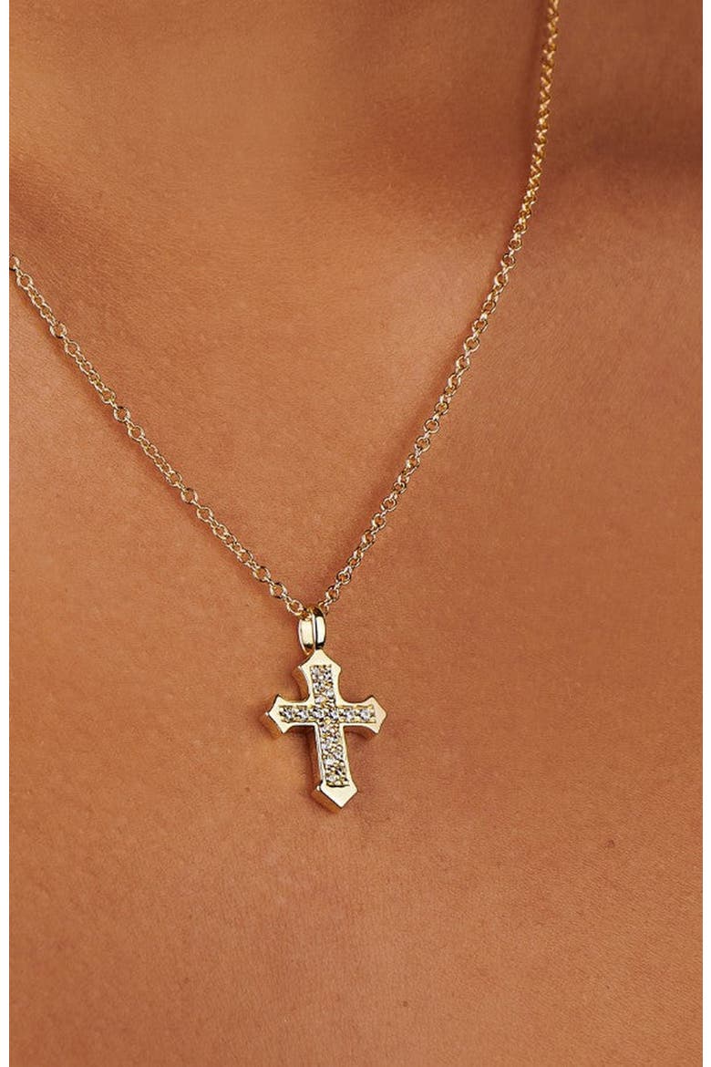 Evelyn Cross Necklace, Alternate, color, Gold
