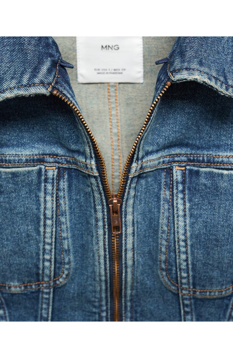 MANGO Denim Trucker Jacket with Removable Faux Shearling Collar, Alternate, color,